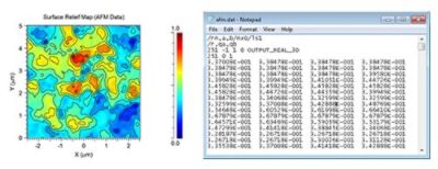 Figure 1: The structure described in this enews:  a) the surface relief map with original sample AFM data; b) AFM data file | °ϲʿ