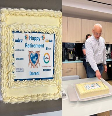 This cake design included the four software products at Optical  that Daren had contributed by leading the software group. | 