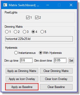 Figure 1: In the Matrix Switchboard, engineers can assign a dimming matrix to the main layer, icon layer, or baseline layer | 