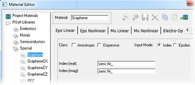 Graphene Material in Material Editor Table | Synopsys