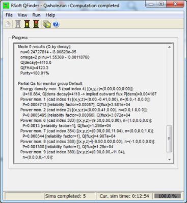 Figure 3: Q-Finder simulation progress window (left) | 