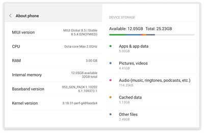Mobile Storage Options and Capacity Details Chart