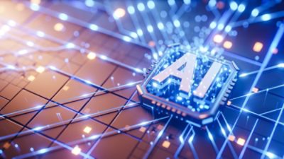 AI Chip Circuit Board Light Beams