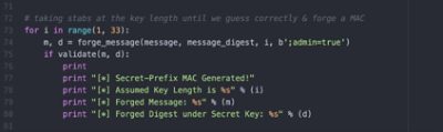 Python Code Demonstrating  Attack on SHA-1 MAC Algorithm
