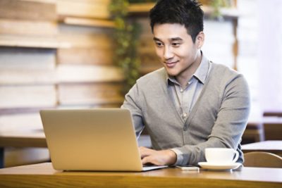 man working on computer