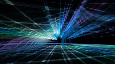 Brightly lit colorful tunnel