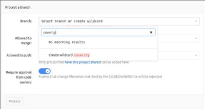 Coverity Software Security Tool Creating a Protected Branch in Repository