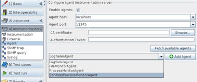 Screenshot of  Defensics Software Showing Fetch Available Agents Option
