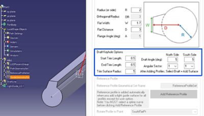 Draft Keyhole Profile in Light Guide Design Module | 