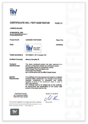 ISO 26262 ASIL Certification Document for Automotive Safety