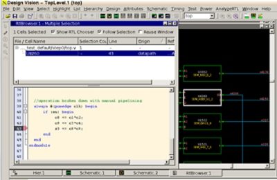 Screenshot of Synopsys Design Vision TopLevel Interface for QoR Improvement Techniques