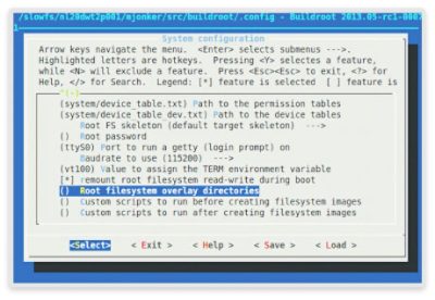 Embedded Linux System Configuration Screen on ARC Processors