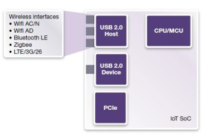 Diagram of IoT SoC with Multiple Connectivity Interfaces