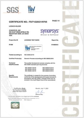 ASIL D Compliance Certificate for Automotive Software