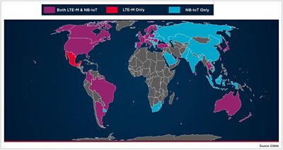 Map showing massive IoT communications deployment