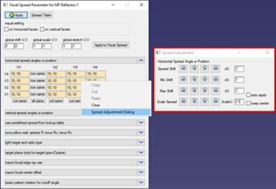 Spread Adjustment dialog for the Automatic Simulation feature in LucidShape | 