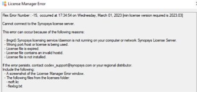 License Manager Error | Synopsys