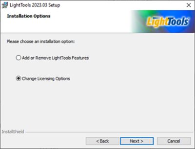 LightTools Installation Options | 