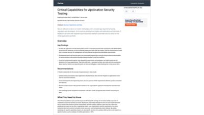 Gartner Critical Capabilities for AppSec Testing