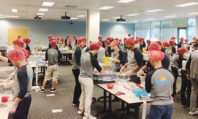 Interns at volunteer event