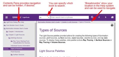 LightTools Help displayed in a browser