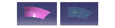 Signal lighting reflector (left) and lens (right) using a custom styling provided by user-specified curves | 