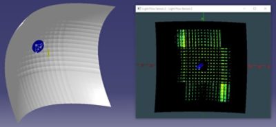 Signal lighting reflector visualized with the light flow sensor | 