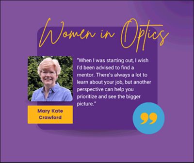 Mary Kate Crawford, staff application engineer at , is counted along the many Women In Stem in the SPIE Women In Optics notebook. 