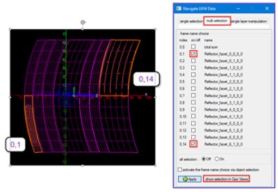 b)	GeoView highlights the facets contributing to the current layer selection in LucidShape | °ϲʿ