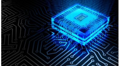 Blue computer chip