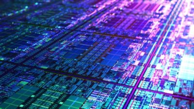 Futuristic Die Chip Processor Technology Background