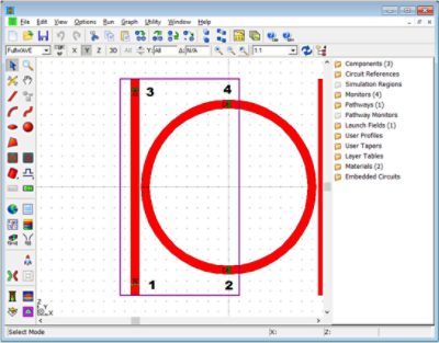 The half ring structure with ports labelled for clarity | °ϲʿ