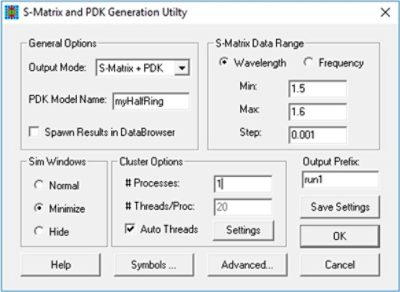 Setup options for the S-Matrix and PDK Generation Utility | 