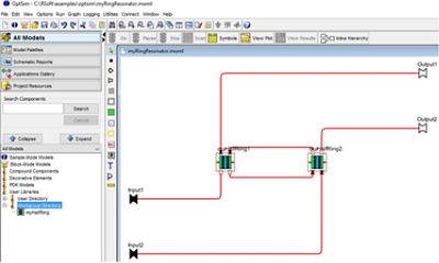 OptSim Circuit compound component using two half-ring PDKs to create a ring resonator circuit | °ϲʿ