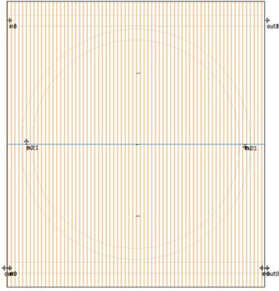 Mask in OptoDesigner from OptSim Circuit PDAFlow netlist (*.spt file) for the schematic of Figure 5 | Synopsys