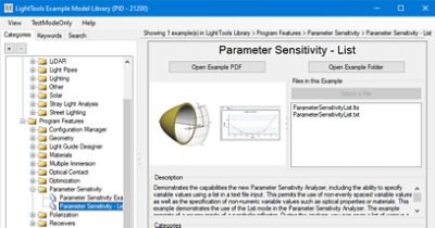 LightTools parameter sensitivity example model dialog | °ϲʿ