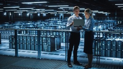 People overseeing a data center