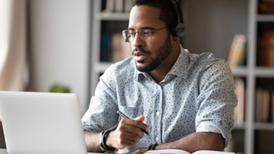 Person looking at laptop