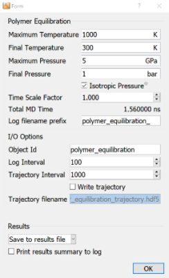 Polymer equilibration software