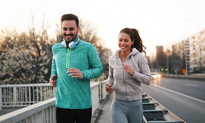 Man and woman running together