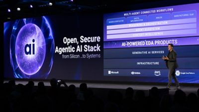 Synopsys CEO Sassine Ghazi announces a new open, secure agentic AI stack that enables customers from systems to silicon during Synopsys Converge on March 11, 2026, in Santa Clara, Calif.   