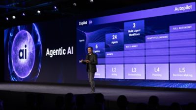 Synopsys CEO Sassine Ghazi announces agentic AI capabilities during Synopsys Converge on March 11, 2026, in Santa Clara, Calif.   