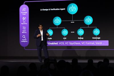 Shankar Krishnamoorthy, Chief Product Development Officer at Synopsys, delivers the keynote at the company’s annual user conference on March 11, 2026, in Santa Clara, Calif.   