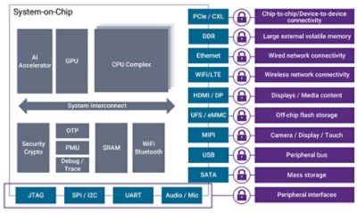 SoCs have many interfaces that require security.