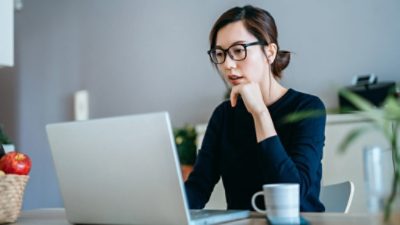 Student in front of a laptop