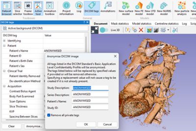 Anonymization options for DICOM tags in Simpleware software