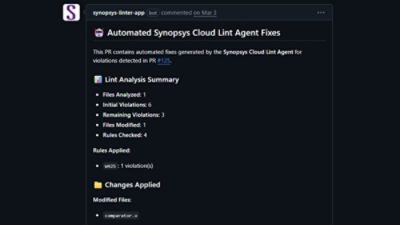Details of automated fixes made by the Synopsys Linter GitHub App