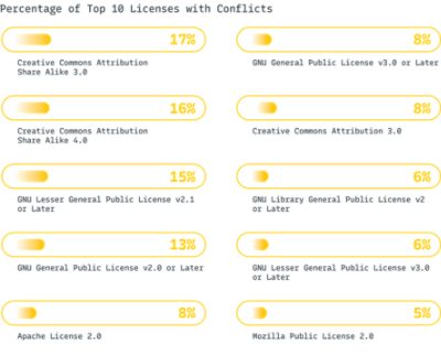 Top license conflicts identified, 2024 OSSRA