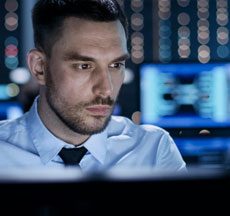 Businessman working on computer
