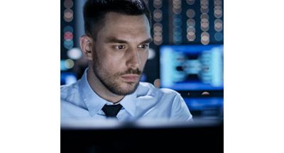 Businessman working on computer